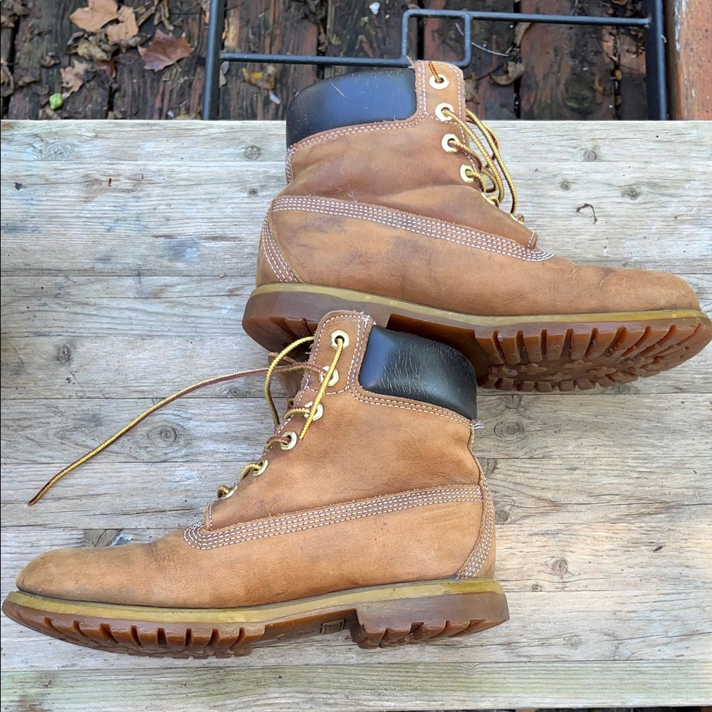 Timberland Classic Brown Leather Lace Up Work Boots‎ Size 9 Wide - Picture 9 of 14